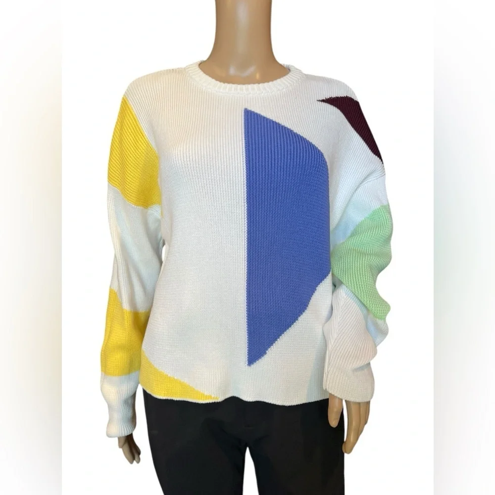 Sweaty Betty Sweater Womens Flash Dance Cotton Knit Pullover Color Block M - Picture 3 of 12